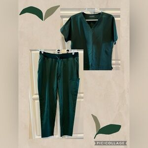 Mandala Midnight Green Scrub Set- Women’s Large Top and Pant